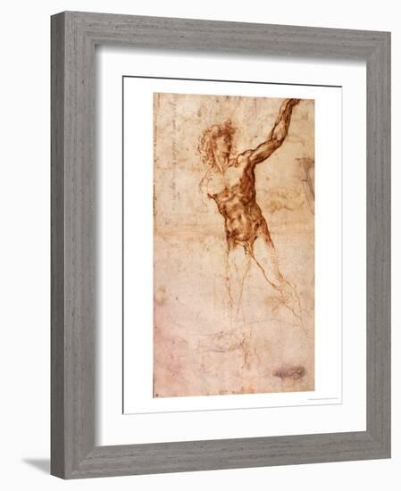 Sketch of a Nude Man-Michelangelo Buonarroti-Framed Giclee Print