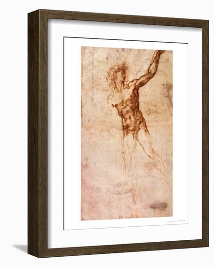 Sketch of a Nude Man-Michelangelo Buonarroti-Framed Giclee Print