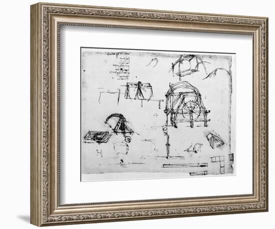 Sketch of a Perpetual Motion Device Designed by Leonardo Da Vinci, C1472-1519-Leonardo da Vinci-Framed Giclee Print