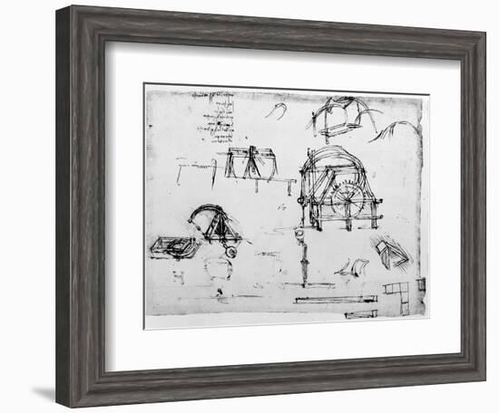 Sketch of a Perpetual Motion Device Designed by Leonardo Da Vinci, C1472-1519-Leonardo da Vinci-Framed Giclee Print