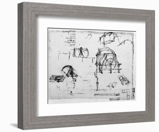 Sketch of a Perpetual Motion Device Designed by Leonardo Da Vinci, C1472-1519-Leonardo da Vinci-Framed Giclee Print