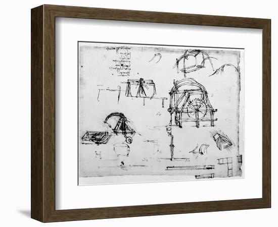 Sketch of a Perpetual Motion Device Designed by Leonardo Da Vinci, C1472-1519-Leonardo da Vinci-Framed Giclee Print