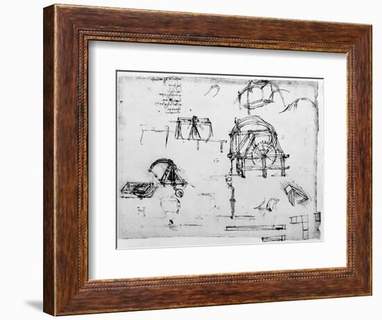 Sketch of a Perpetual Motion Device Designed by Leonardo Da Vinci, C1472-1519-Leonardo da Vinci-Framed Giclee Print