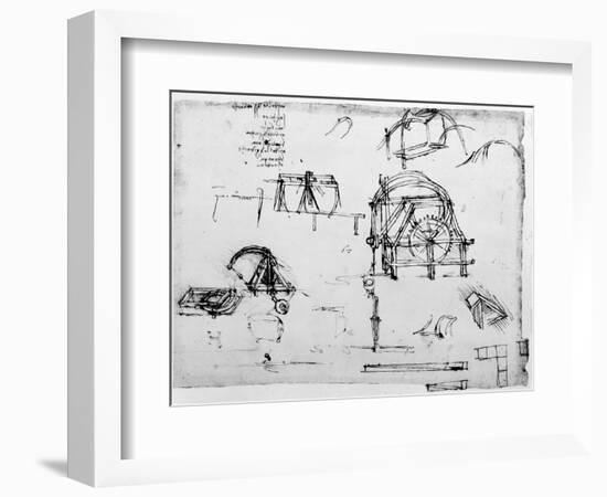 Sketch of a Perpetual Motion Device Designed by Leonardo Da Vinci, C1472-1519-Leonardo da Vinci-Framed Giclee Print