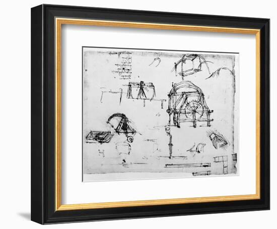 Sketch of a Perpetual Motion Device Designed by Leonardo Da Vinci, C1472-1519-Leonardo da Vinci-Framed Giclee Print