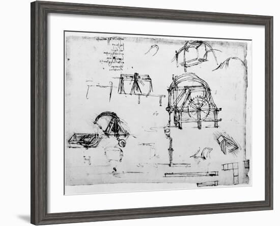 Sketch of a Perpetual Motion Device Designed by Leonardo Da Vinci, C1472-1519-Leonardo da Vinci-Framed Giclee Print