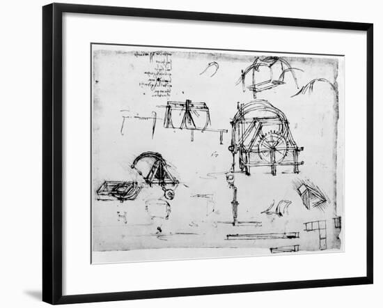 Sketch of a Perpetual Motion Device Designed by Leonardo Da Vinci, C1472-1519-Leonardo da Vinci-Framed Giclee Print