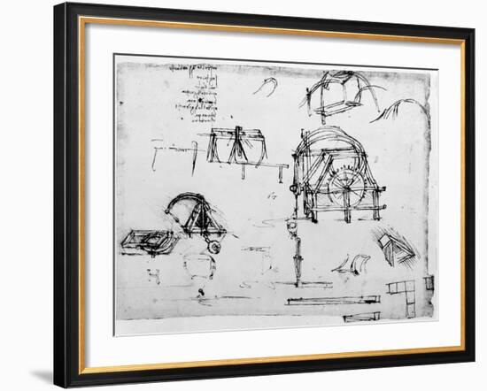 Sketch of a Perpetual Motion Device Designed by Leonardo Da Vinci, C1472-1519-Leonardo da Vinci-Framed Giclee Print