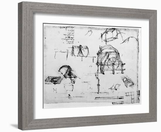 Sketch of a Perpetual Motion Device Designed by Leonardo Da Vinci, C1472-1519-Leonardo da Vinci-Framed Giclee Print