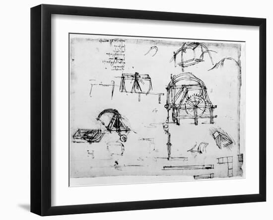 Sketch of a Perpetual Motion Device Designed by Leonardo Da Vinci, C1472-1519-Leonardo da Vinci-Framed Giclee Print