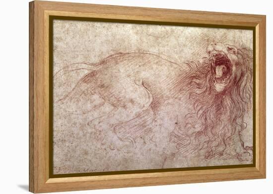 Sketch of a Roaring Lion-Leonardo da Vinci-Framed Premier Image Canvas