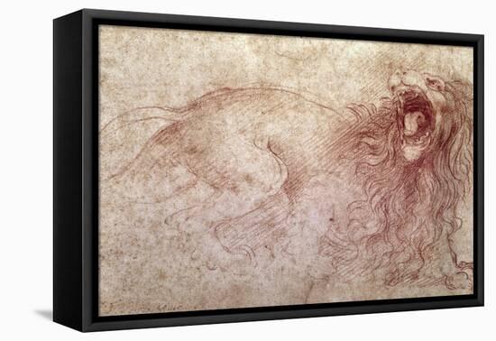 Sketch of a Roaring Lion-Leonardo da Vinci-Framed Premier Image Canvas