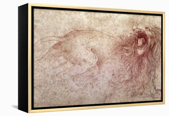 Sketch of a Roaring Lion-Leonardo da Vinci-Framed Premier Image Canvas