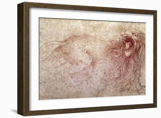 Sketch of a Roaring Lion-Leonardo da Vinci-Framed Giclee Print