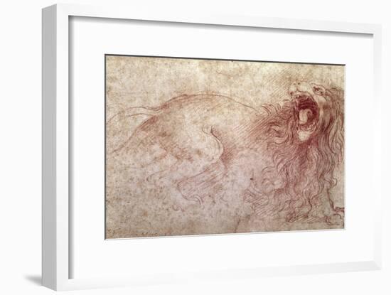 Sketch of a Roaring Lion-Leonardo da Vinci-Framed Giclee Print