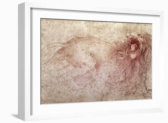 Sketch of a Roaring Lion-Leonardo da Vinci-Framed Giclee Print