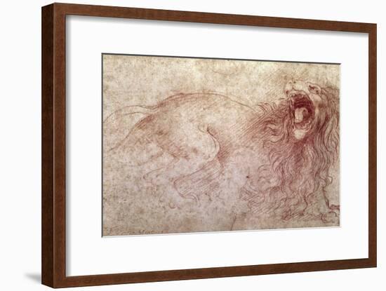 Sketch of a Roaring Lion-Leonardo da Vinci-Framed Giclee Print