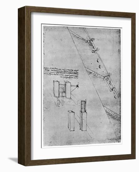 Sketch of a Sluice, Late 15th or Early 16th Century-Leonardo da Vinci-Framed Giclee Print