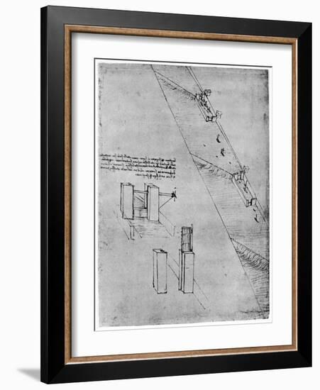 Sketch of a Sluice, Late 15th or Early 16th Century-Leonardo da Vinci-Framed Giclee Print