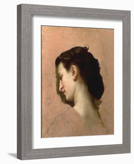 Sketch of a Young Girl's Head-William Adolphe Bouguereau-Framed Giclee Print