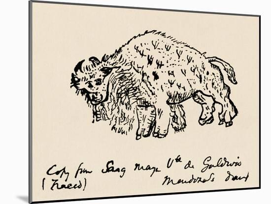 Sketch of An American Bison Made About 1599 During Onate's Expedition-null-Mounted Giclee Print