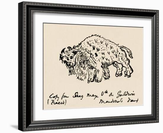 Sketch of An American Bison Made About 1599 During Onate's Expedition-null-Framed Giclee Print