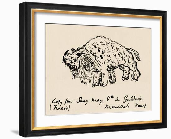 Sketch of An American Bison Made About 1599 During Onate's Expedition-null-Framed Giclee Print