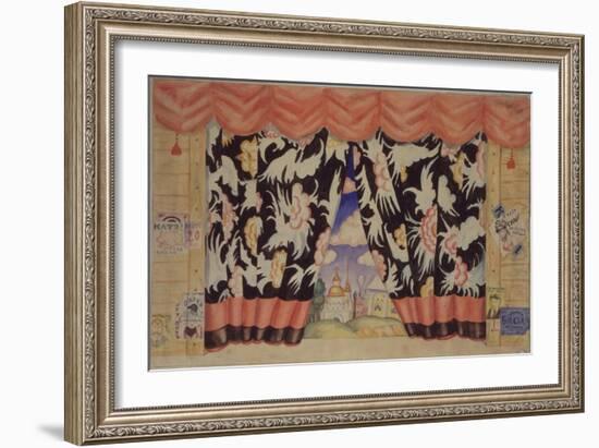 Sketch of Curtain for the Theatre Play the Flea by E. Zamyatin, 1925-1926-Boris Michaylovich Kustodiev-Framed Giclee Print