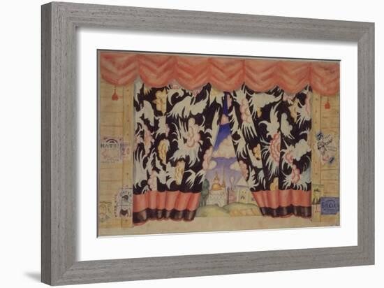 Sketch of Curtain for the Theatre Play the Flea by E. Zamyatin, 1925-1926-Boris Michaylovich Kustodiev-Framed Giclee Print