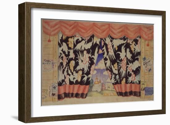 Sketch of Curtain for the Theatre Play the Flea by E. Zamyatin, 1925-1926-Boris Michaylovich Kustodiev-Framed Giclee Print