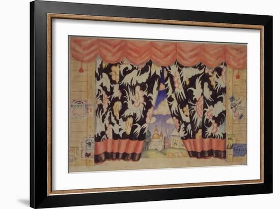 Sketch of Curtain for the Theatre Play the Flea by E. Zamyatin, 1925-1926-Boris Michaylovich Kustodiev-Framed Giclee Print