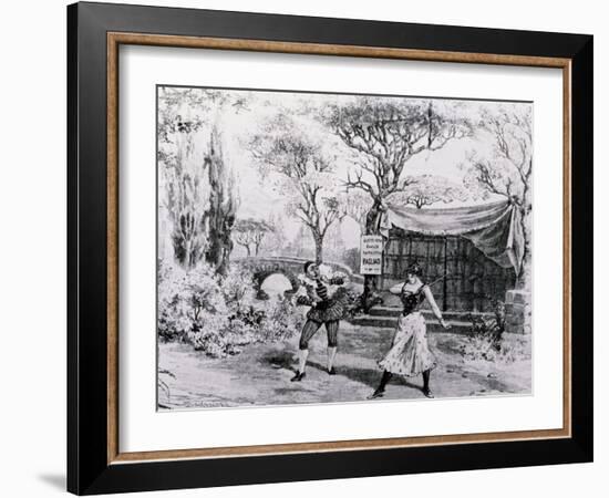 Sketch of Duet Between Nedda and Tonio During Performance at Berlin Theatre of Pagliacci-Ruggero Leoncavallo-Framed Giclee Print