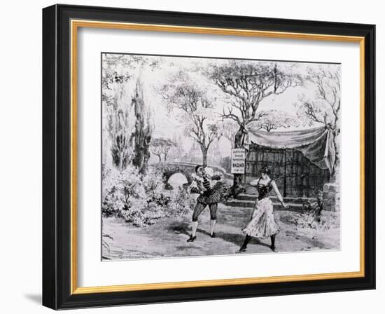 Sketch of Duet Between Nedda and Tonio During Performance at Berlin Theatre of Pagliacci-Ruggero Leoncavallo-Framed Giclee Print