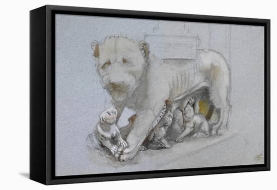 Sketch of Lioness and Cubs from Nicola Pisano's Siena Pulpit-John Ruskin-Framed Premier Image Canvas