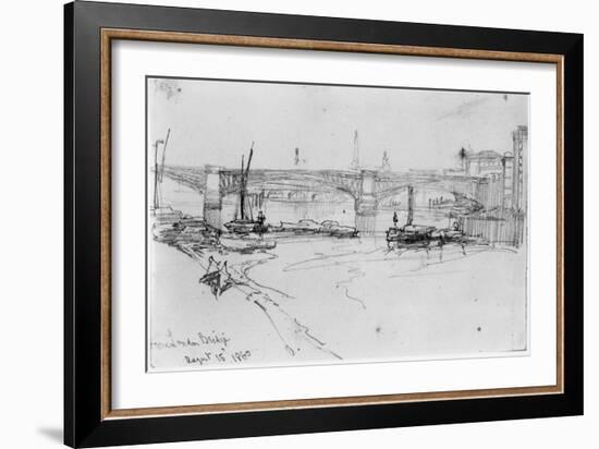 Sketch of London Bridge, 1860-George The Elder Scharf-Framed Giclee Print