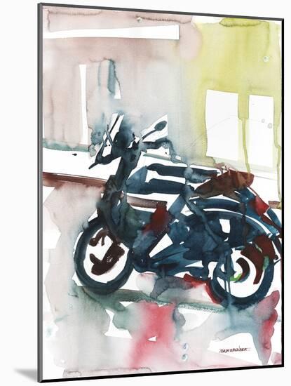 Sketch of Motorbike in Paris-Maja Wronska-Mounted Giclee Print