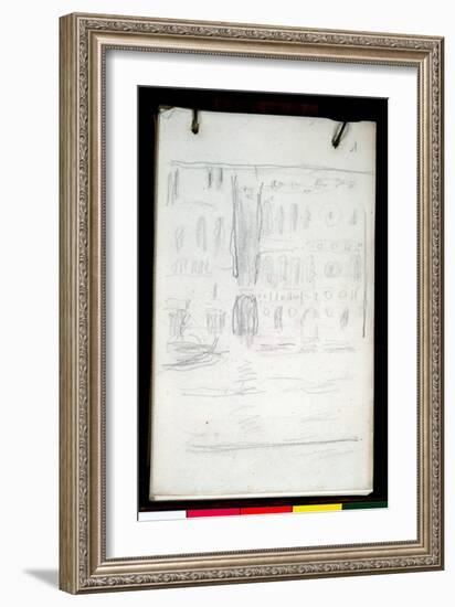 Sketch of Palazzo Dario (Pencil on Paper)-Claude Monet-Framed Giclee Print