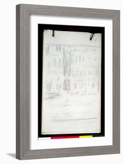 Sketch of Palazzo Dario (Pencil on Paper)-Claude Monet-Framed Giclee Print