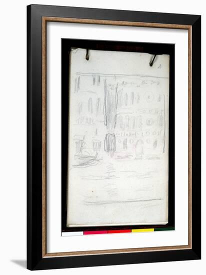 Sketch of Palazzo Dario (Pencil on Paper)-Claude Monet-Framed Giclee Print