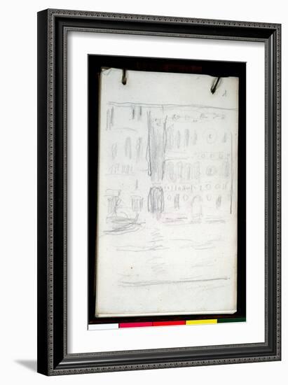 Sketch of Palazzo Dario (Pencil on Paper)-Claude Monet-Framed Giclee Print