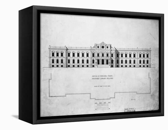 Sketch of Principal Front, Proposed Library Building-John Fraser-Framed Premier Image Canvas