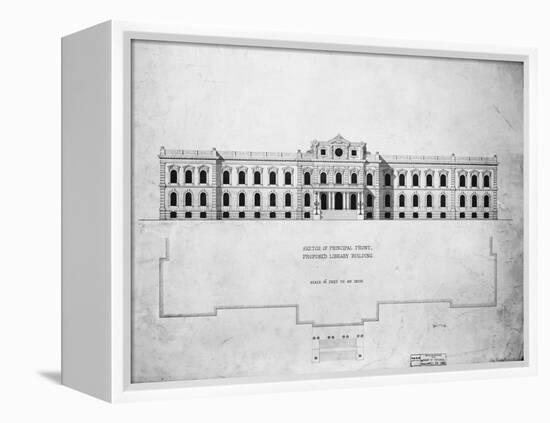 Sketch of Principal Front, Proposed Library Building-John Fraser-Framed Premier Image Canvas