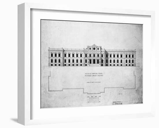Sketch of Principal Front, Proposed Library Building-John Fraser-Framed Giclee Print