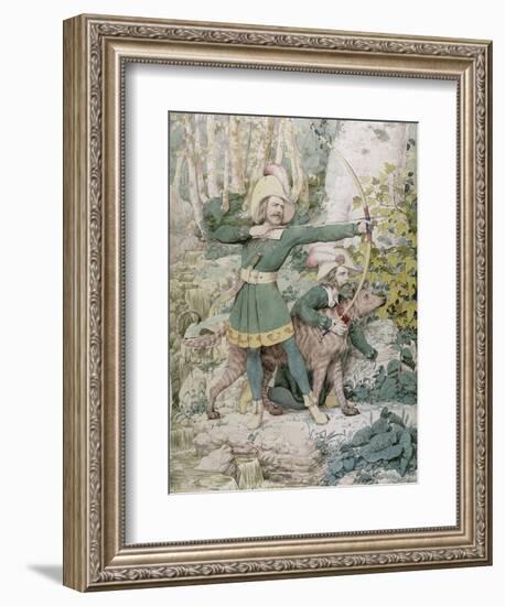 Sketch of Robin Hood, 1852 (W/C over Graphite on Paper)-Richard Dadd-Framed Giclee Print