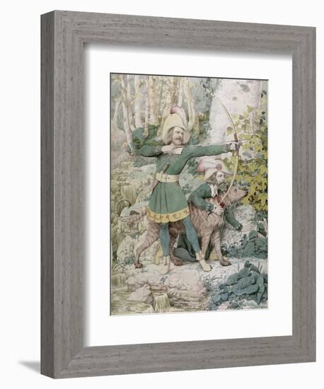 Sketch of Robin Hood, 1852 (W/C over Graphite on Paper)-Richard Dadd-Framed Giclee Print