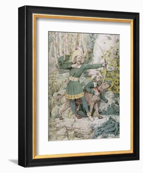 Sketch of Robin Hood, 1852 (W/C over Graphite on Paper)-Richard Dadd-Framed Giclee Print