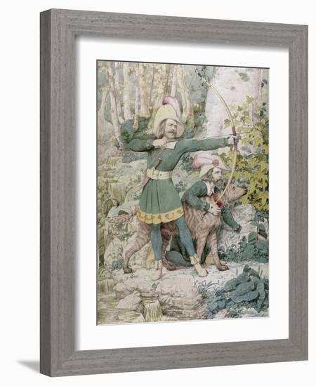 Sketch of Robin Hood, 1852 (W/C over Graphite on Paper)-Richard Dadd-Framed Giclee Print