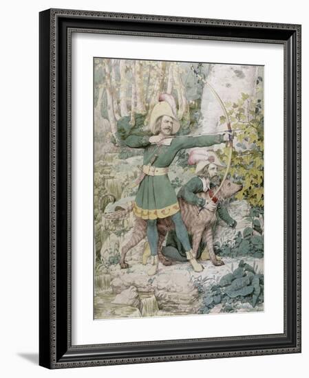 Sketch of Robin Hood, 1852 (W/C over Graphite on Paper)-Richard Dadd-Framed Giclee Print