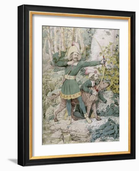 Sketch of Robin Hood, 1852 (W/C over Graphite on Paper)-Richard Dadd-Framed Giclee Print