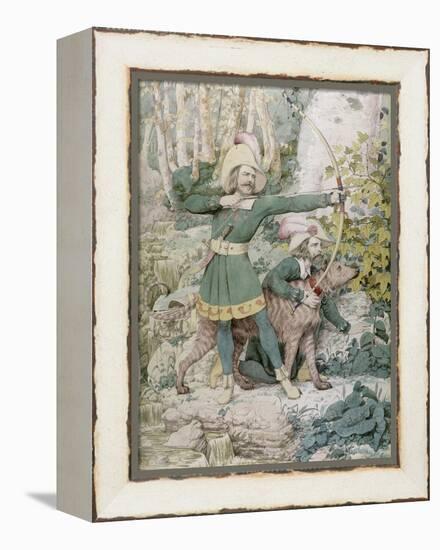 Sketch of Robin Hood, 1852 (W/C over Graphite on Paper)-Richard Dadd-Framed Premier Image Canvas